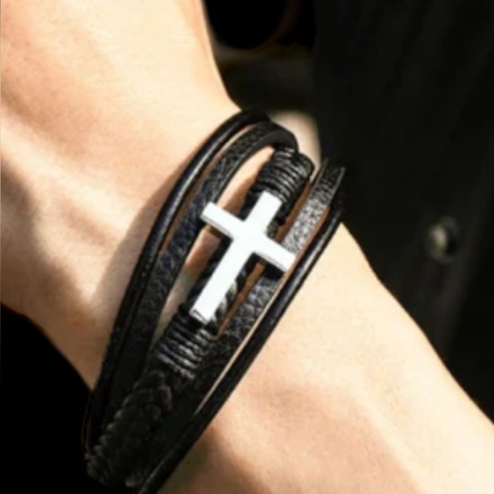 New, Pray Through It Leather Cross Bracelet for your son, grandson or husband.